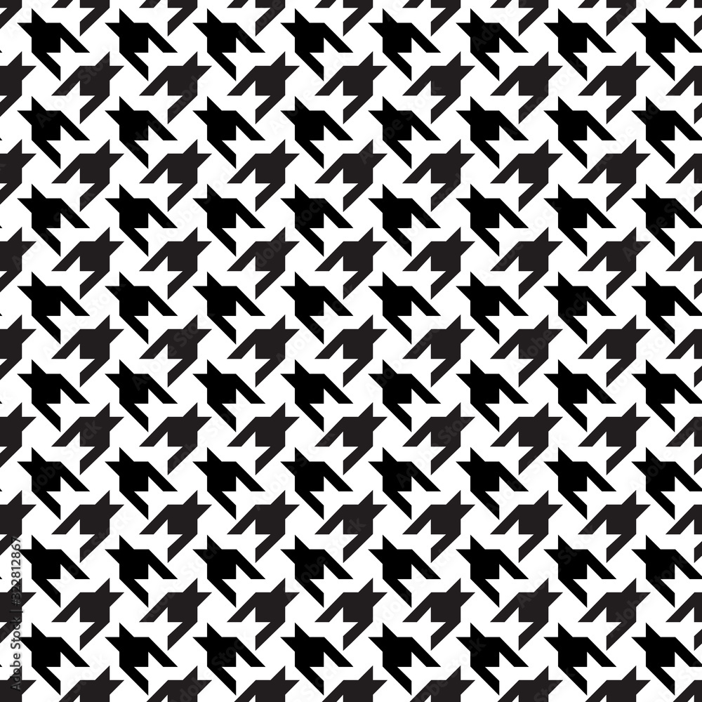 Houndstooth Vector Seamless Pattern. Black and White Abstract Background.