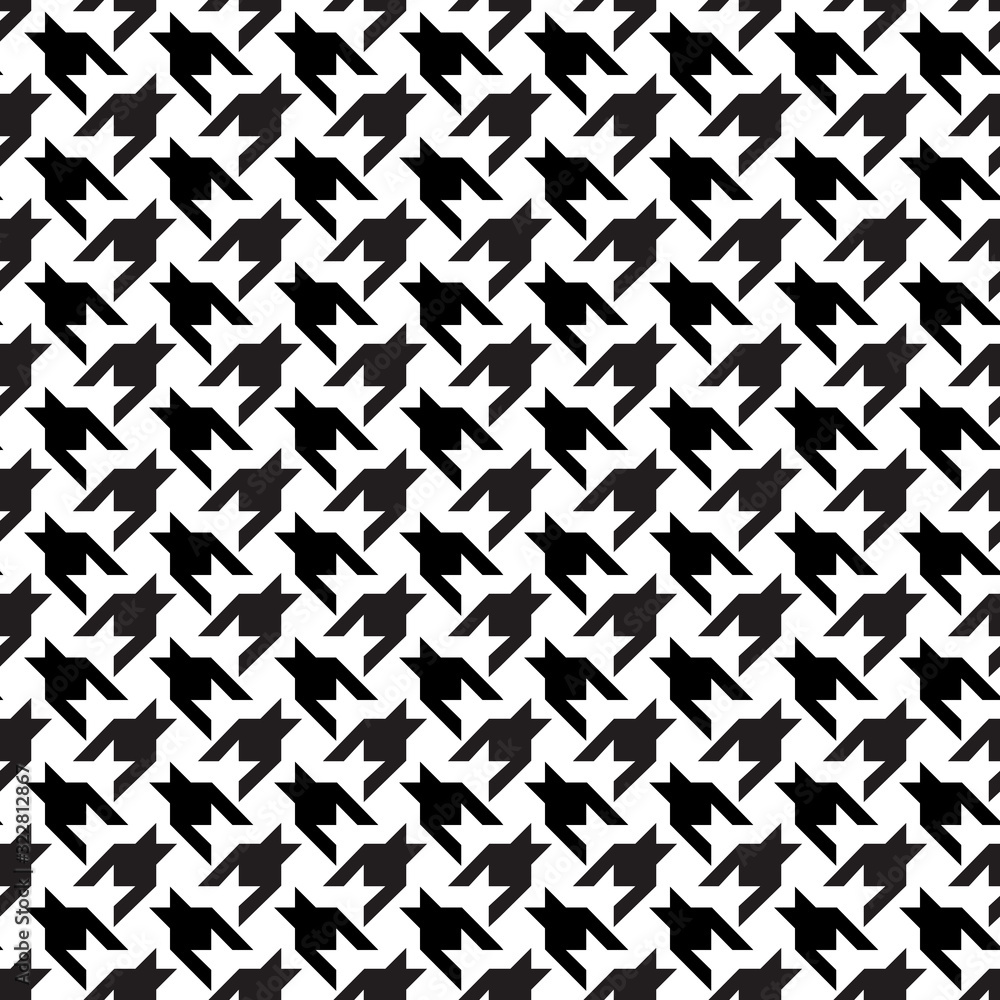 Houndstooth Vector Seamless Pattern. Black and White Abstract Background. Houndstooth Vector Seamless Pattern. Black and White Abstract Background.