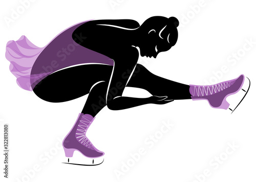 Skater skates on ice. The girl is beautiful and slender. Lady athlete, figure skater. Vector illustration
