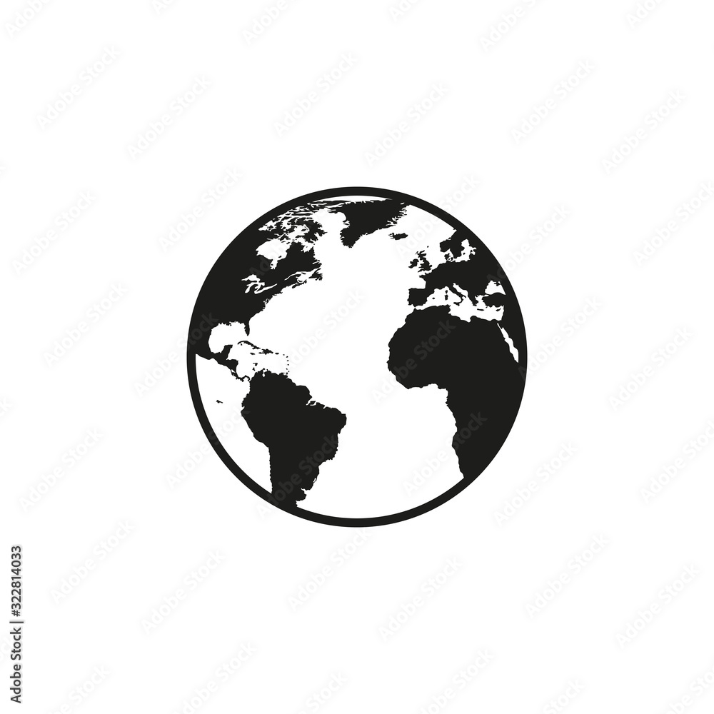 The icon of the globe. Simple vector illustration on white background