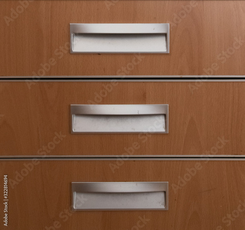 Drawer made of wood in the kitchen