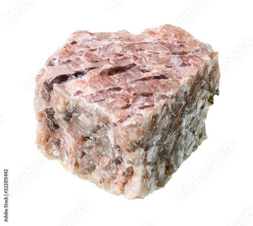 Foto unpolished granite pegmatite rock cutout on white