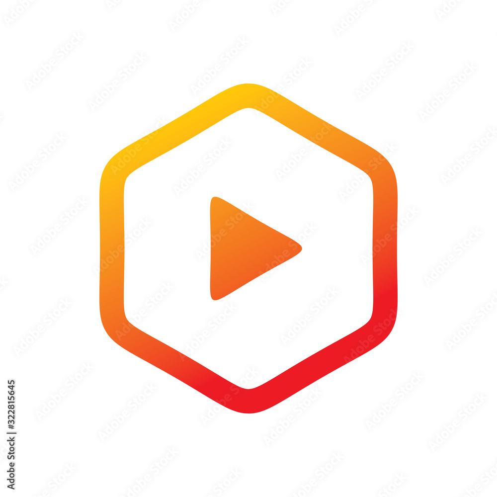 bright creative color hexagon play media logo design bright creative color hexagon play media logo design