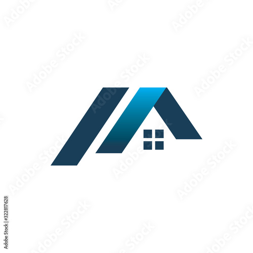 blue real estate building logo design housing