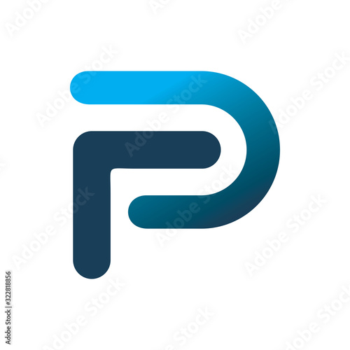 blue line letter p logo design