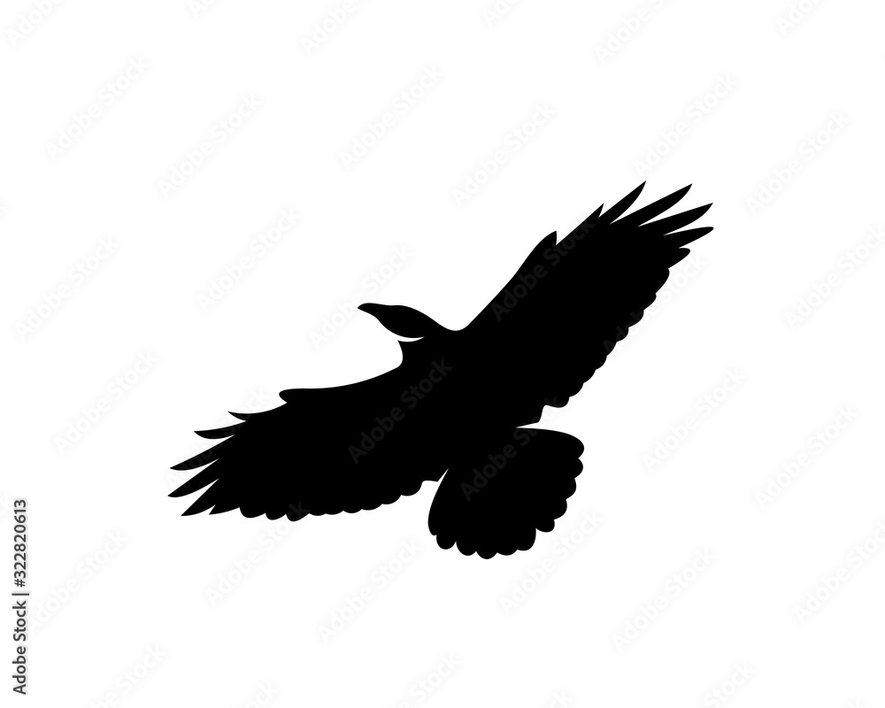 Raven bird logo vector template, Black silhouette of a crow on an isolated background Raven bird logo vector template, Black silhouette of a crow on an isolated background