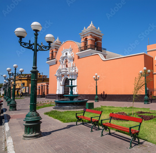 Facada of Maria Magdalena church sited in Pueblo Libre District, LIma Peru. photo