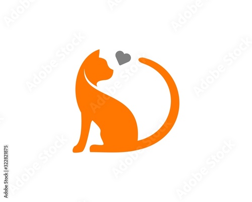 Cat love logo vector
