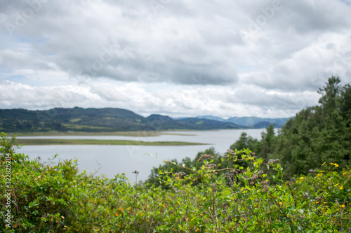 Panoramic view of the Guatavita reservoir in Cundinamarca Colombia, an excellent natural tourist destination
