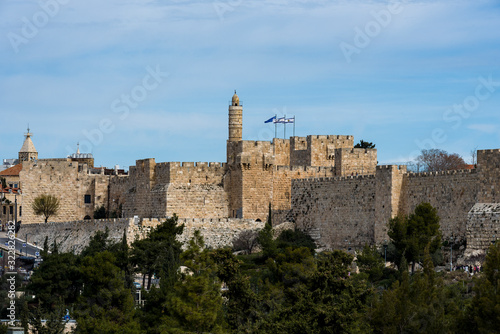 Tower of David or Jerusalem Citadel at golden sunset. Jerusalem Israel .