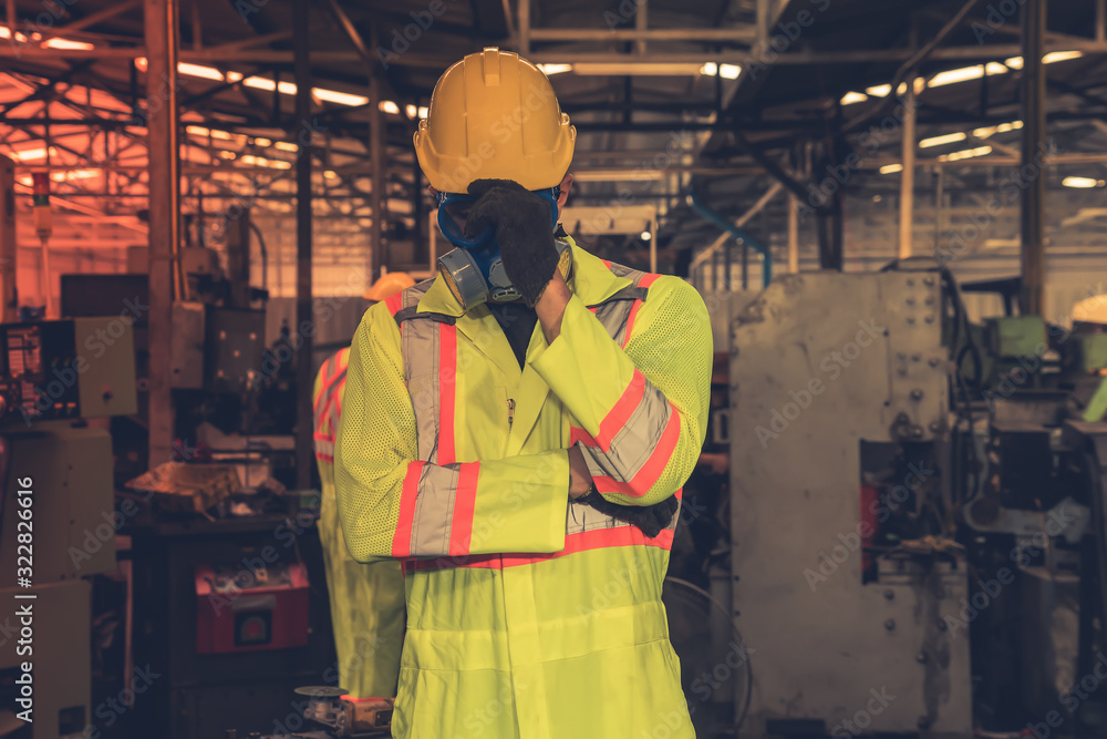 engineer working in industrial company with mechanical receiving toxic