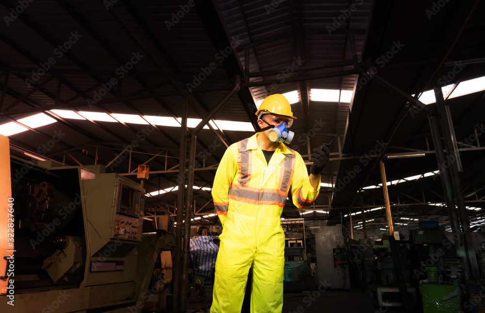 engineer working in industrial company with mechanical receiving toxic