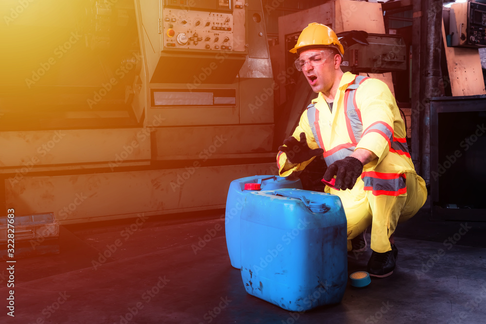 engineer working in industrial company with mechanical receiving toxic