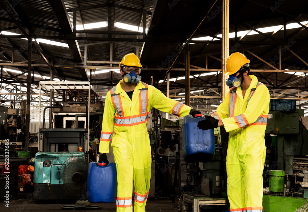 engineer working in industrial company with mechanical receiving toxic