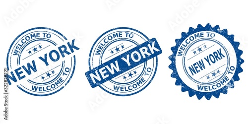welcome to New York blue old stamp sale	