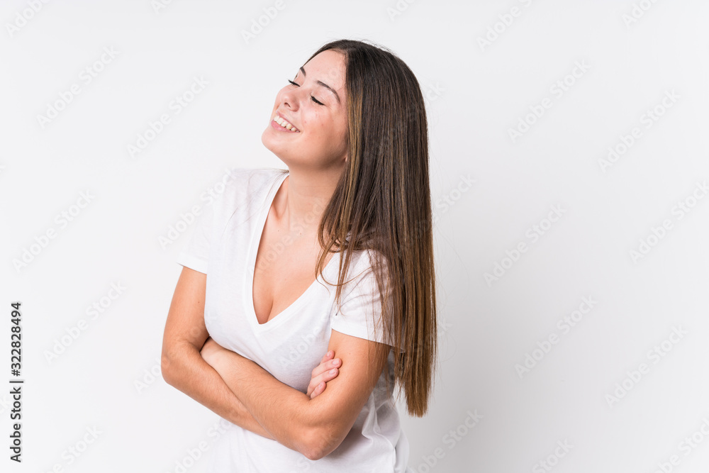 Young pretty caucasian woman face closeup isolated Young pretty caucasian woman face closeup isolated