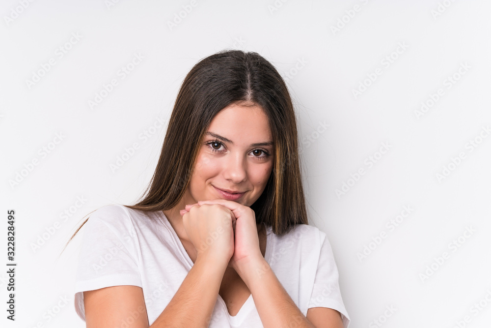 Young pretty caucasian woman face closeup isolated Young pretty caucasian woman face closeup isolated