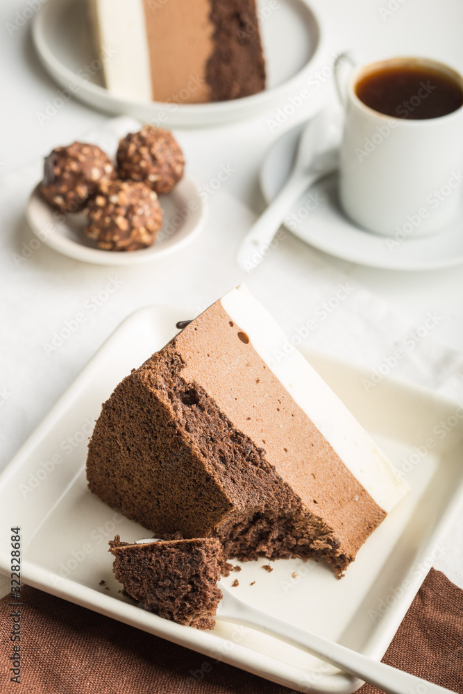 A piece of a mousse cake A piece of a mousse cake