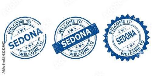 welcome to Sedona blue old stamp sale	