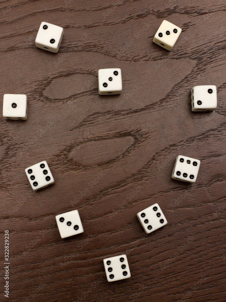 dice game on wooden background dice game on wooden background