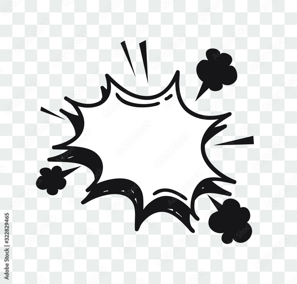 Obraz premium Hand drawn speech bubble explosion. Pop art design object. Comic book doodle element for dialog. Cartoon style vector collection