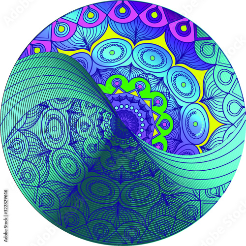 Beautiful asymmetric multi color mandala, symbol of world