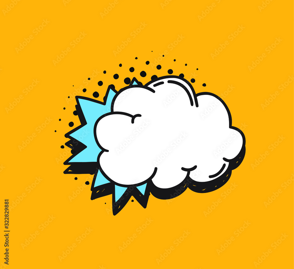 Hand drawn speech bubble explosion. Pop art design object. Comic book doodle element for dialog. Cartoon style vector collection Hand drawn speech bubble explosion. Pop art design object. Comic book doodle element for dialog. Cartoon style vector collection