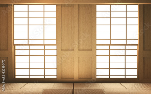 Interior mock up Japan Room Design Japanese-style and the white backdrop provides a window for editing. 3D rendering