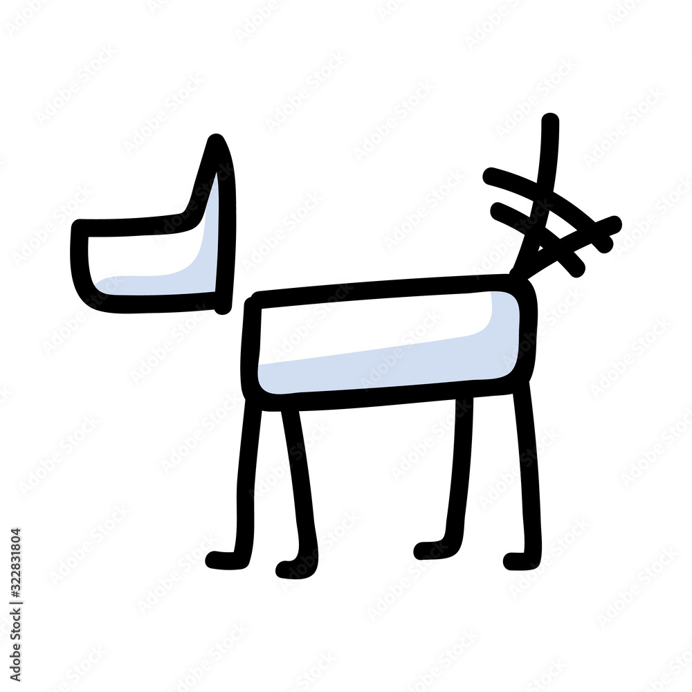 Cute stick figure dog wagging tail vector clipart. Bujo bullet journal  style adorable cartoon puppy. Happy pet pooch for dog lovers EPS 10. Stock  Vector | Adobe Stock