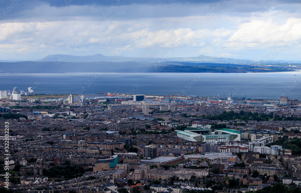 aerial view of the Edinburgh city from Arthur's Seat
