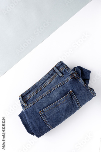  Blue jeans pants from above