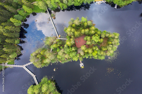 Aerial view of the lakes in Karelia