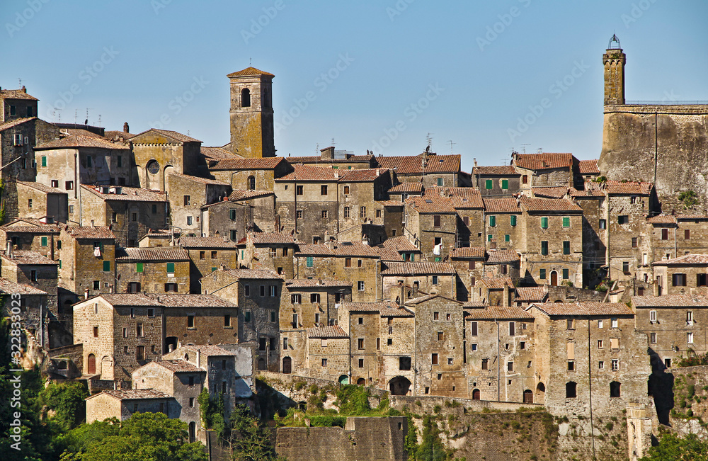 Village of Sorano in Southern Tuscany, Italy