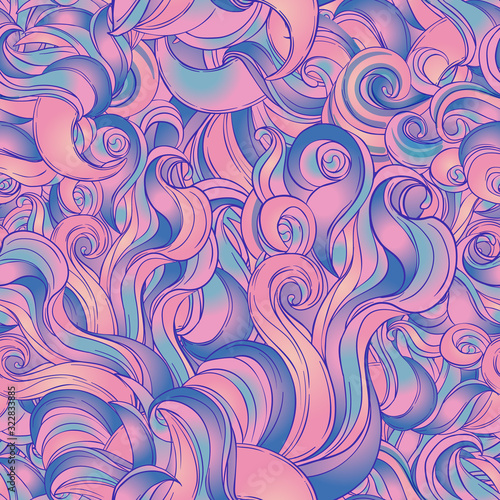 Natural texture. Decorative hand drawn doodle ornamental curly seamless patte...