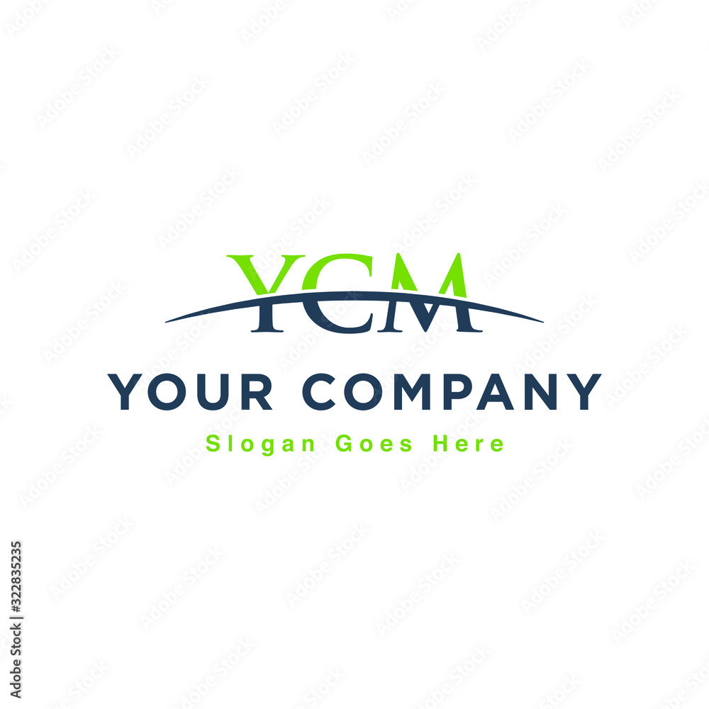 Fototapeta premium Initial letter YCM, overlapping movement swoosh horizon logo design inspiration in green and gray color vector