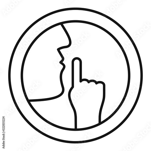 Silence icon. Outline silence vector icon for web design isolated on white background