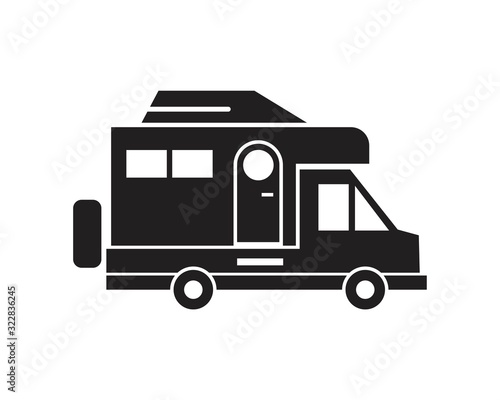 Camping trucks black glyph icon template black color editable. Camping trucks black glyph icon symbol Flat vector illustration for graphic and web design.
