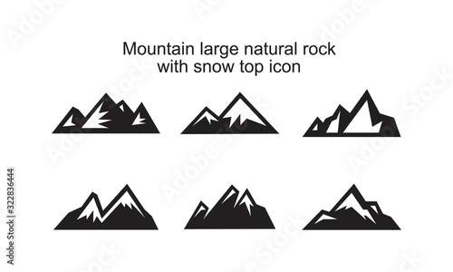 Mountain large natural rock with snow top Icon template black color editable. Mountain large natural rock with snow top Icon symbol Flat vector illustration for graphic and web design.