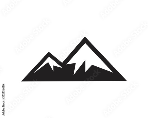 Mountain large natural rock with snow top Icon template black color editable. Mountain large natural rock with snow top Icon symbol Flat vector illustration for graphic and web design.
