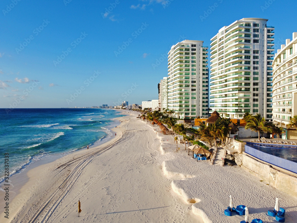 Cancun beach and hotel zone aerial view, Cancun, Quintana Roo QR, Mexico. Cancun beach and hotel zone aerial view, Cancun, Quintana Roo QR, Mexico.