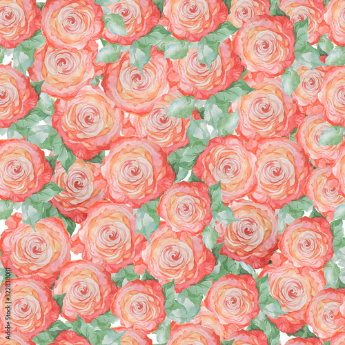  pattern seamless print textile paper flowers roses petals and leaves flower bloom flora spring summer holidays march 8 congratulations watercolor illustration hand-drawn