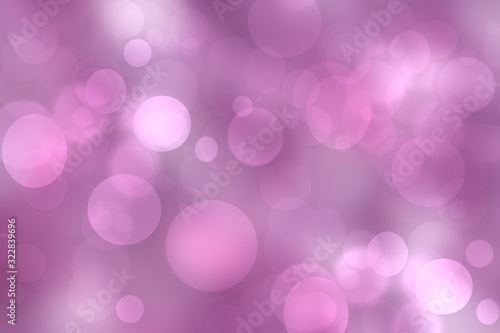 Abstract gradient pink violet background texture with blurred white bokeh circles and lights. Space for design. Beautiful backdrop.