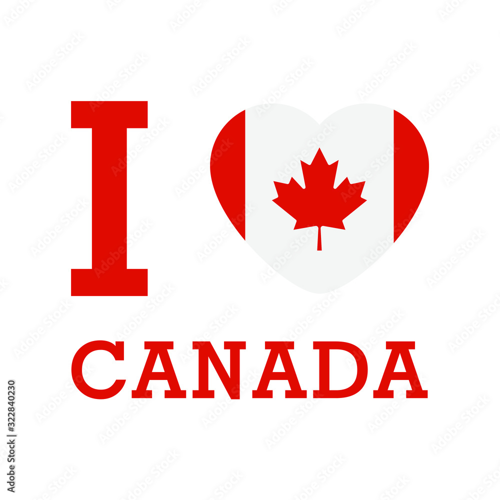 Fototapeta premium I Love Canada with heart flag shape Vector