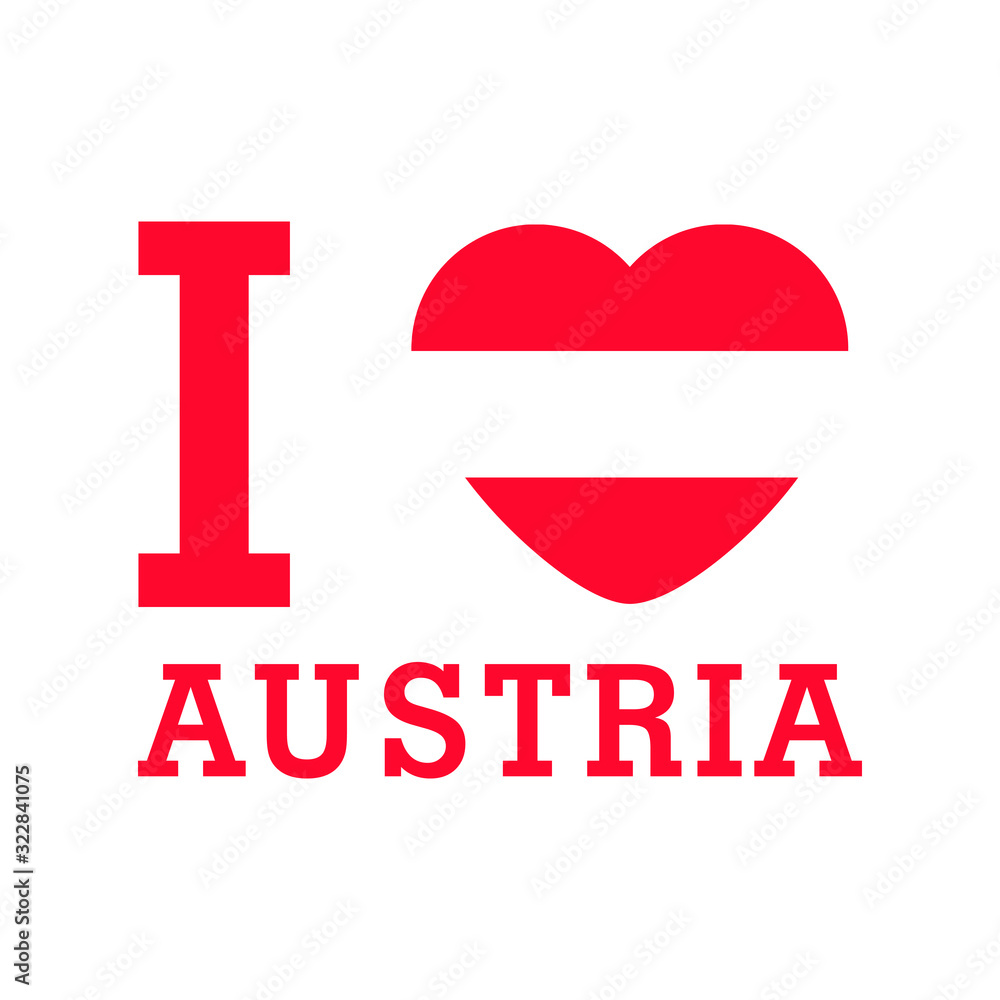 I Love Austria with heart flag shape Vector I Love Austria with heart flag shape Vector