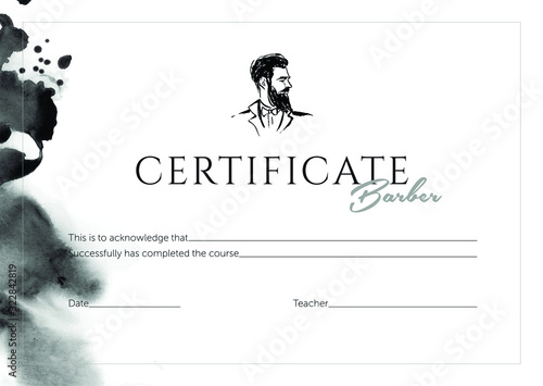 Certificate for barbershop master