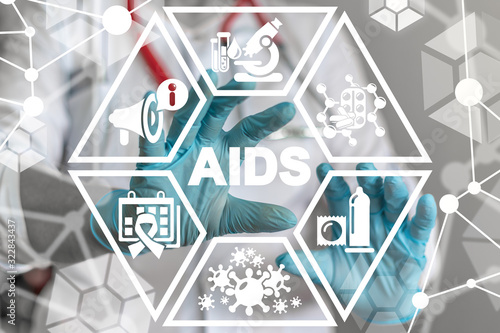 AIDS Virus Medical Disease Care Concept. HIV Prevention Health Sex Education. photo