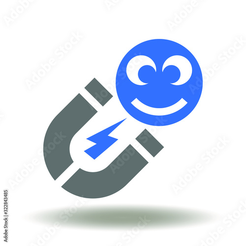 Magnet smile lightning icon vector. Influencer Marketing Logo. Social Media Sign.