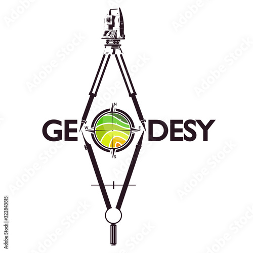 Surveying instrument and compass symbol for engineer surveying land