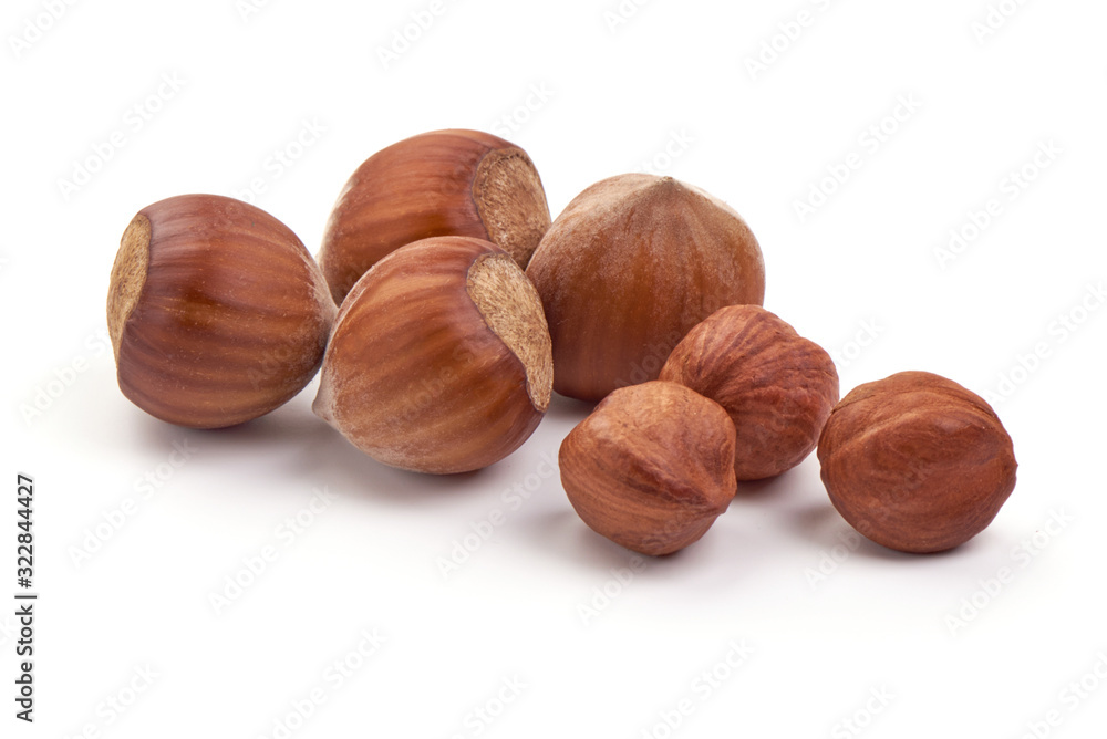 Hazelnut heap, isolated on white background Hazelnut heap, isolated on white background
