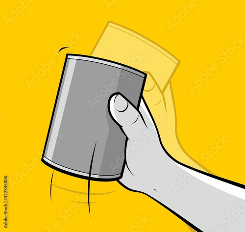 Man hand shaking paint before using